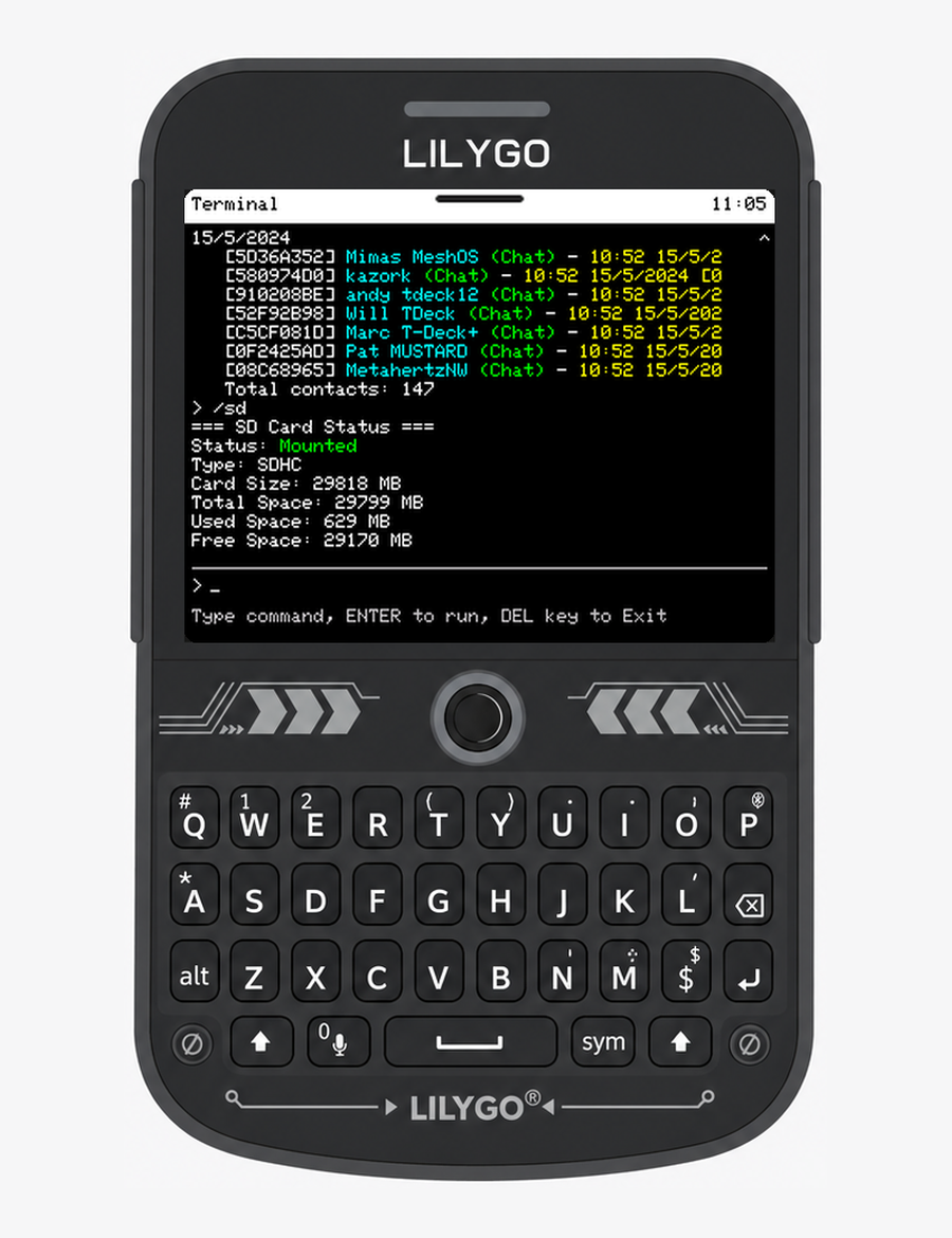 MeshCore Terminal on the T-Deck